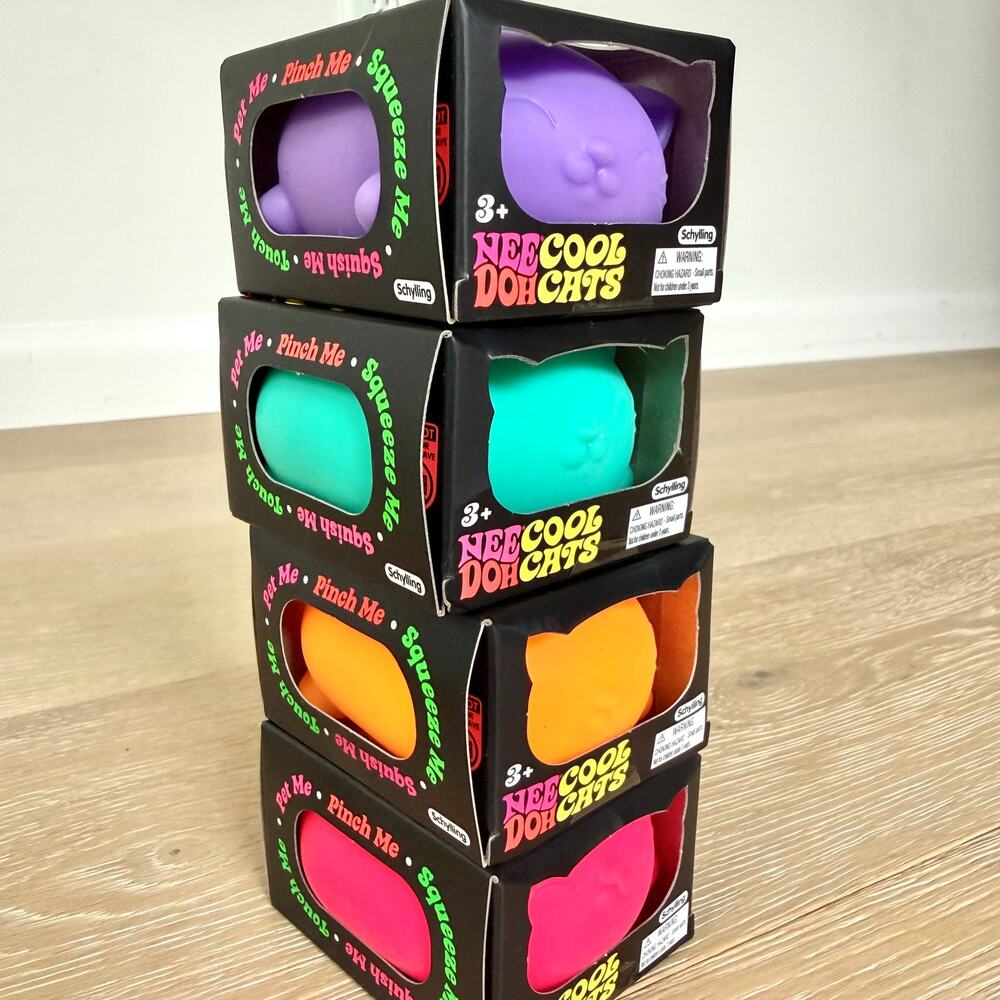 NeeDoh Cool Cats Sensory Fidget Toy Lot of 4 Schylling New Sealed Stress Cat